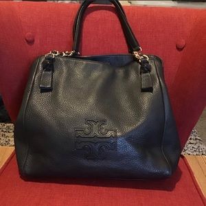 Tory Burch Black Pebble Leather Handbag